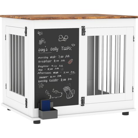 Cage pour chien cage chien intérieur avec 2 portes tableau noir pour chiens taille moyenne 20 kg 80 x 60 x 70 cm blanc (1/5)