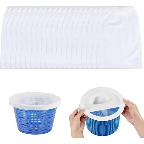 Chaussette Skimmer Piscine 30 Pièce, Réutilisable Chaussette Filtre Piscine, Prefiltre Skimmer Nylon Élastique avec Maillage Ultra-Fin, pour Les Débris et La Saleté,Feuilles, (1/5)