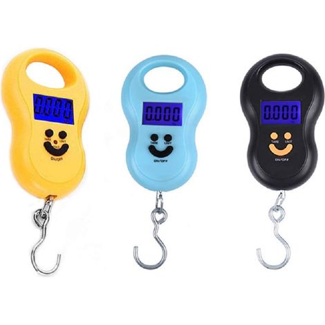 (3 pièces) Balance numérique portable de poche 50 kg/10 g LCD, crochet électronique à main, ceinture, bagages, balance suspendue, rétroéclairage, pesage