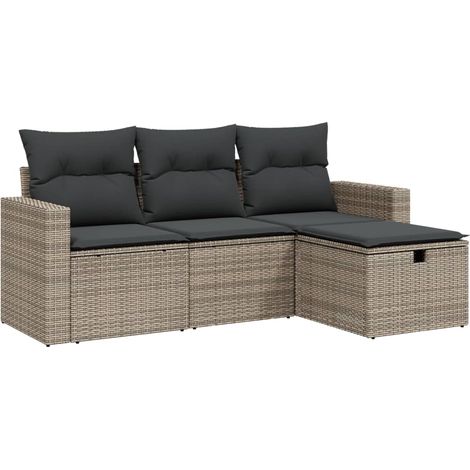Maison Exclusive - 4-tlg. Garten-Sofagarnitur mit Kissen Grau Pol