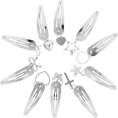 20 Pieces Silver Metal Snap Hair Clips (1/5)
