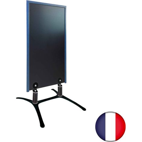 Panneau trottoir sur piétement métal noir avec cadre bois bleu mer dimensions 120 x 65 cm (1/2)
