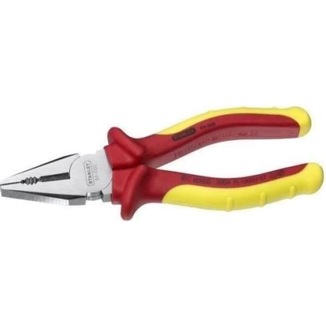 Pince universelle isolée STANLEY - 0-84-000 - 160 mm - Rouge - Protection électrique (1/5)