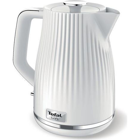 Bouilloire électrique Tefal KO250130 d'une puissance de 2400 W et d'une capacité de 1,7 L - une bouilloire en plastique blanc avec une base rotative à 360°. (1/5)