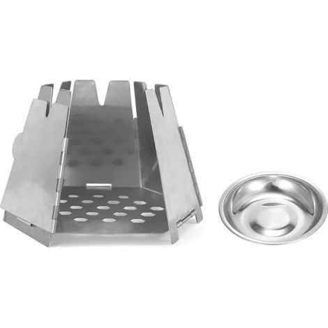 Réchaud à bois pliable en acier inoxydable, hexagonal, idéal pour le camping, les pique-niques et la randonnée. Réchaud de cuisine portable. (1/5)
