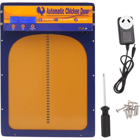 Porte de Poulailler Automatique à Batterie avec Minuterie - Ouverture Automatique pour Poules, Canards, Oies - Portail de Basse-cour 100-240V Prise AU Bleu Royal (1/5)