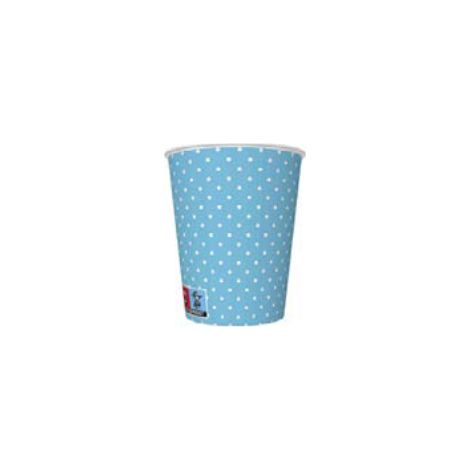 Bicchieri blu a pois bianchi da 250 ml, 8 pezzi.