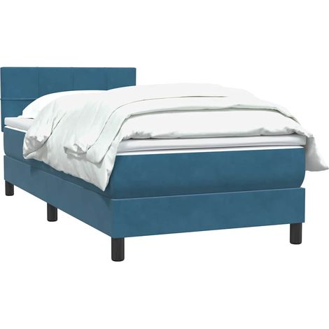 Sommier à lattes de lit et matelas bleu foncé 80x210 cm velours vidaXL