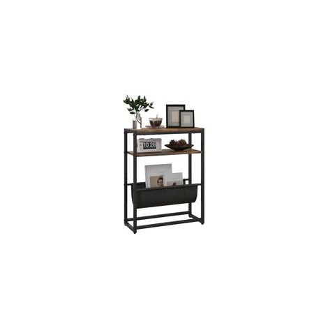 Beistelltisch mit Ablage und Zeitschriftenhalter, Stahlgestell im Industriedesign – 43 cm (B) x 18 cm (T) x 56 cm (H) (1/5)