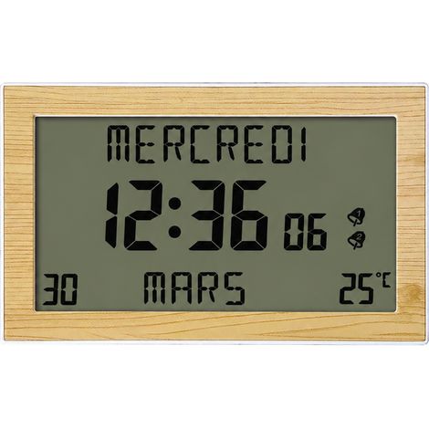 Horloge murale et réveil à poser LCD motif bois de bambou H181F h181f réf 2273 23,1 × 3,6 × 13,7 cm 300 g – Livraison gratuite