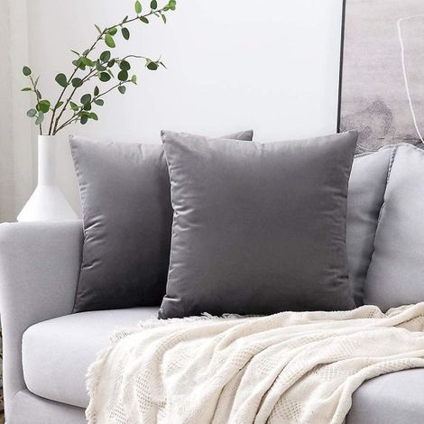 Lot de 2 housses de coussin décoratives en velours, super douces et confortables pour canapé, chambre ou salon, 55x55cm, effet eau (1/4)