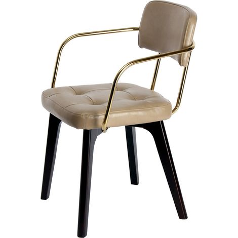 Sedia di design Manchester in ecopelle crema e oro (1/3)