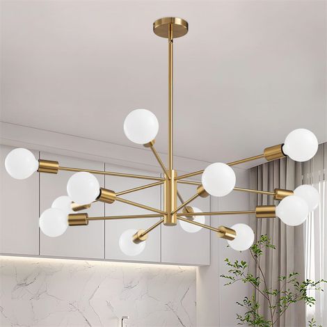 Plafonnier Spoutnik 12 têtes, lustre, ampoule non incluse, luminaire pour cuisine, chambre, salon, hauteur réglable (1/4)