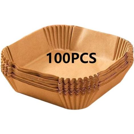 100 Backbleche für Heißluftfritteusen, ölfreies Zubehör, kompatibel mit verschiedenen Heißluftfritteusen auf dem Markt. Rechteckig, 20 x 14 x 4,5 (1/4)