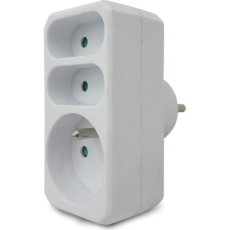 Multiprise ADAT-FR-3, 3 prises, avant, 16 A+2 x 6 A, blanche, Blanc (1/5)