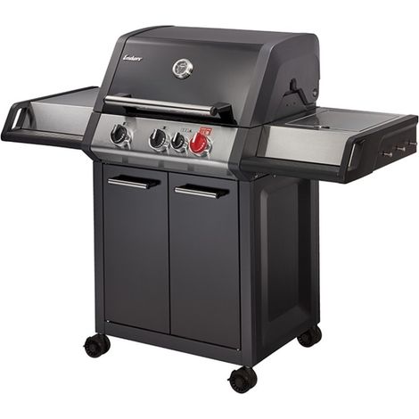 ENDERS - Barbecue Monroe Black Pro 3 K Turbo - 3 brûleurs dont 1 Turbo Zone - 1 brûleur latéral - Simple Clean -  Switch Grid - Jusqu'à 14 convives - 14,1 kW