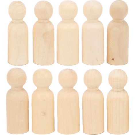 10 Pcs Wooden Peg Doll Safe BurrFree Develop Handson Skills Use Imagination DIY Accessories for Decoration(Boys ) (1/5)