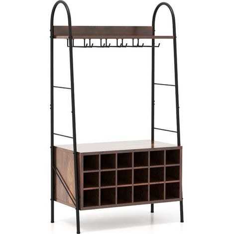 Pour Amateurs de Vin Rangement Facile Meuble Bar Étagère de Cuisine avec Casier Amovible 18 Bouteilles et Cadre Métal (1/5)