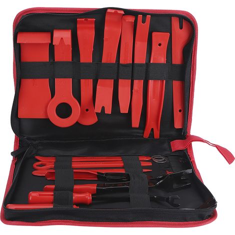 Outil de démontage d'autoradio, kit de levier pour démontage de tableau de bord, kit de modification automobile rouge (1/5)