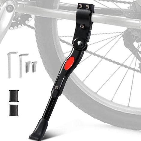 Réglable Béquille Velo Laterale en Alliage d'aluminium avec Pied en Caoutchouc Antidérapant,Support pour vélos 24-27 pouces (1/4)