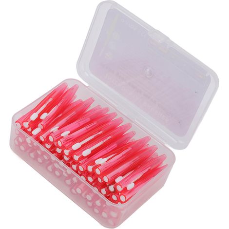 Lot de 60 brosses interdentaires fines et pratiques pour le nettoyage des appareils orthodontiques, avec manche en PP, pour adultes et enfants (rose). (1/5)