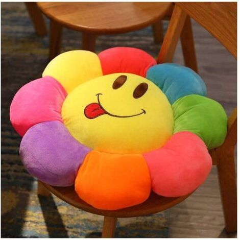 QORVA-Coussins de sol, coussins moelleux, coussins de chaise, coussins ronds de dessin animé. , 42 cm