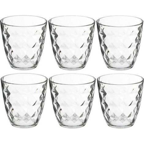 Lots de 6 gobelets en verres 25 cl Verres à eau martelés Fabrication Française Empilables Tous usages - Livraison gratuite (1/2)