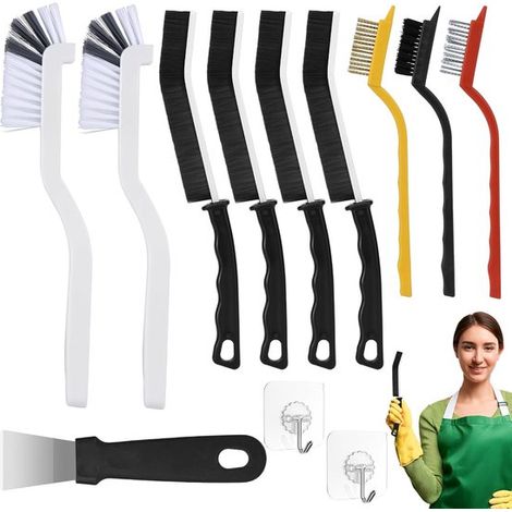 Juego de 14 cepillos para juntas: cerdas resistentes para limpiar juntas,suelos de baldosas,marcos de ventanas y cocinas (1/5)
