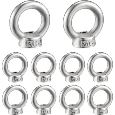 Écrou à Anneau M6 - ZVD - 10 Pcs - Acier Inoxydable - Filetage Écrou à Oeil de Levage (1/4)