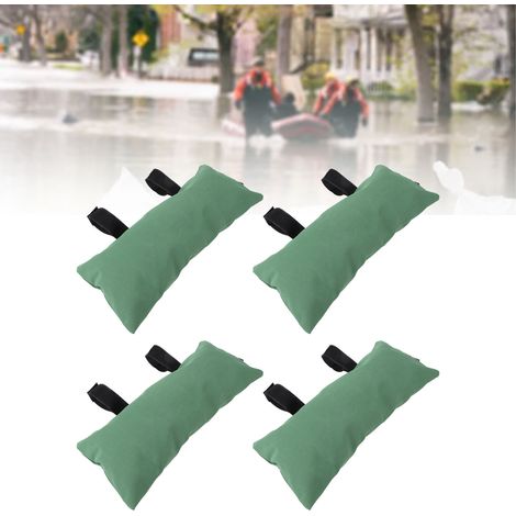4 bolsas reutilizables y reforzadas de protección contra inundaciones con cremallera, sacos de arena para puertas y ventanas, protección contra inundaciones, color verde. (1/5)