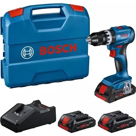 Kit professionnel Bosch : Perceuse-visseuse à percussion sans fil GSB 18V-45, 3x ProCORE18V 4.0Ah, L-Case (1/4)