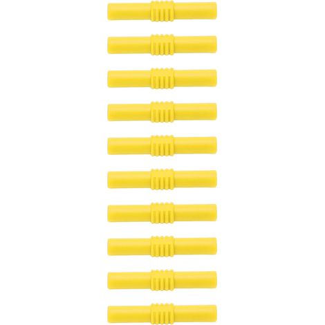 Connecteur banane femelle-femelle isolé 4mm, lot de 10, rallonge à fiches bananes pour appareils électroniques, jaune (1/5)
