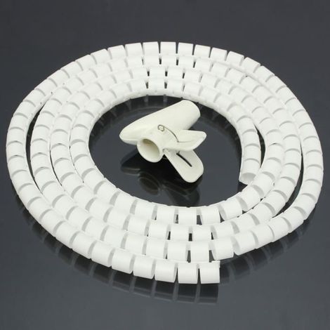 Blanc 2M Ø15mm Gaine Tube Spirale Range Cache Câble Fil Ruban Organisateur