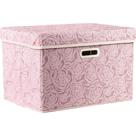 Große faltbare Aufbewahrungsboxen mit Deckel [1 Packung], dekorative Stoff-Aufbewahrungsbox, Würfel-Organizer, rosa, 45 x 30 x 30 cm (1/5)