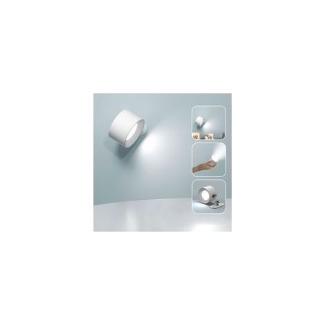 Applique murale d'intérieur blanche à LED tactile avec port de chargement USB, commande tactile, 3 niveaux de luminosité, 3 températures, lampe de chevet rotative à 360°. (1/5)