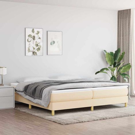 Sommier à ressorts de lit - Sommier pour Adulte et Enfant - Crème 200x200 cm Tissu BV364774 - BonneVie (1/5)