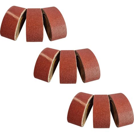 SABIR Bande Abrasive 100 x 610 mm Bande de Ponceuse - Ensemble de Bandes Abrasives Mixte (3 X grains 60/80/120/180/240) pour Ponceuses à Bande (15 pièces)-Lefou (1/5)