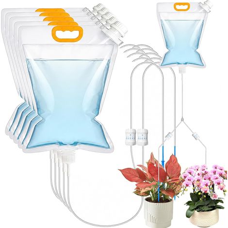 5 pièces 5L Kit d'irrigation goutte à goutte pour plantes - Système d'irrigation automatique en plastique - Dispositif d'irrigation pour plantes d'intérieur (5, Deux vannes de contrôle) (1/5)