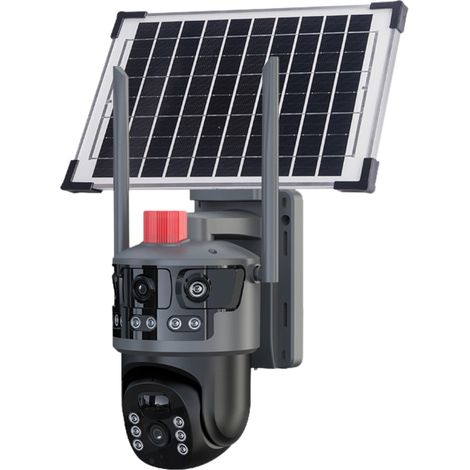 TECHNAXX Caméra extérieure double objectif TX-329, 4G, avec panneau solaire