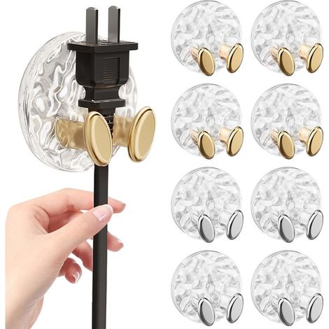 ganci adesivi, supporti per prese autoadesivi, non necessitano di foratura, ganci appendiabiti adesivi per cameretta bambini, cucina, bagno, ufficio e prese (oro + argento) (1/5)