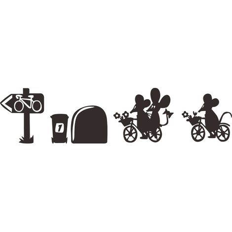 Sticker mural en vinyle pour plinthe Motif Mouse Hole Bikes 19 cm x 5 cm (1/5)