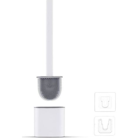 Silikon-Toilettenbürstenhalter – Toilettenbürste und Bürstenhalter, antibakteriell, atmungsaktiv, geruchlos, schnelltrocknend (weiß) (1/4)