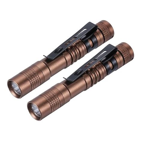 Mini Lampes Poche avec Agrafe 2 Pcs Petit LED Marron (1/5)