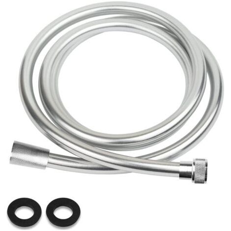BUNTHAUS Tuyau flexible de douche 1,5 m, PVC Argent Tuyau de Douche, Tuyau de Douche, Tuyau de Douche, Standard 1/2 Pouces en Laiton Interface, Kink-la Preuve, à l'Épreuve des explosions