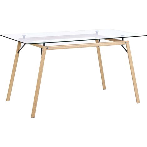 Dining Table KAMINA Light Brown 140 cm 80 cm Tempered Glass