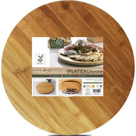 Plateau rond - JUANIO - Rotatif - Bambou 50 cm - Roulement à billes - Élégant (1/4)