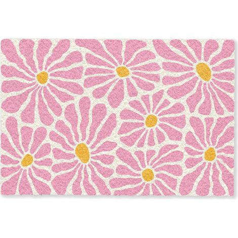 PAILLASSON Fleurs - Motif - Rose - Beige - Orange 60x40 cm (1/5)