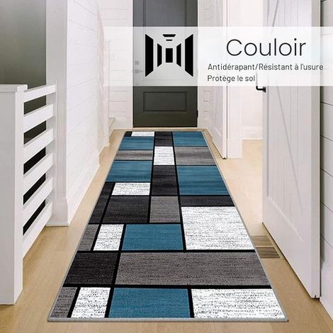Kitchen Rug 40 x 180 cm, Hallway Mat, Blue, White (1/3)