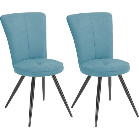 PARIL - Lot de 2 Chaises Matelassées Bleues (1/3)