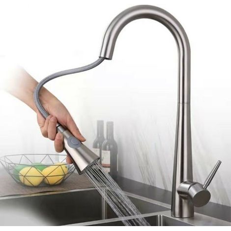 Miscelatore rubinetto da cucina con doccetta monocomando canna alta 52692